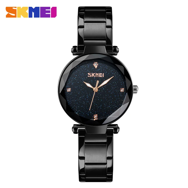 Black SKMEI relojes mujer кварцевые часы Для женщин ультра тонкие женские Hour Clock дамы Montre Femme наручные часы relogio feminino 9180 - Цвет: Black