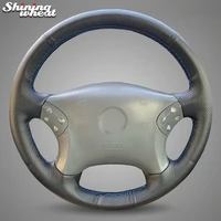 shining wheat black leather car steering wheel cover for mercedes benz w203 c class 2001 2007