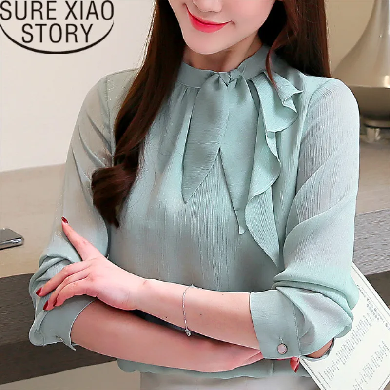 Blusas mujer de moda 2019 женская одежда шифоновая рубашки блузка с рубашка длинными