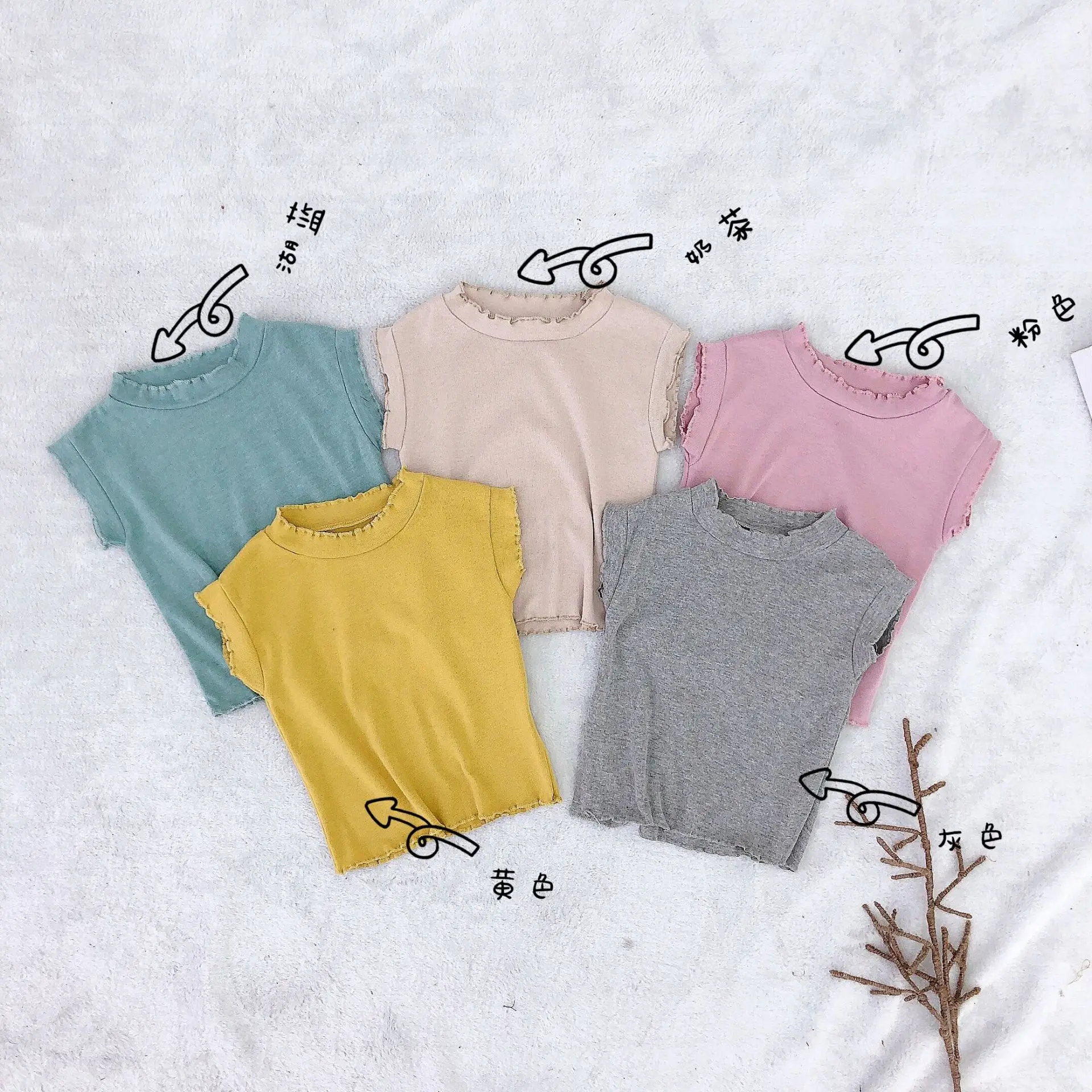 2019 летняя детская одежда Новые товары Детская Корейская футболка однотонные