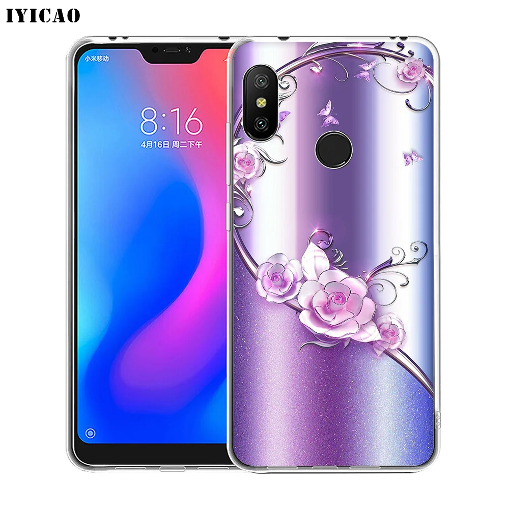 IYICAO Мягкий силиконовый чехол со стразами и цветочным принтом для телефона Xiaomi Redmi