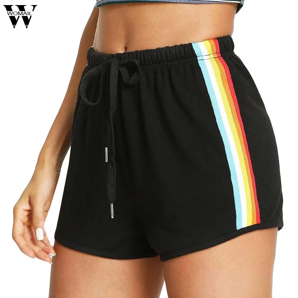 Womail Shorts 1pc Women's Summer Sexy Short Casual Women Rainbow Print Sport Elastic Pants Beach 2019 Jun04 | Женская одежда