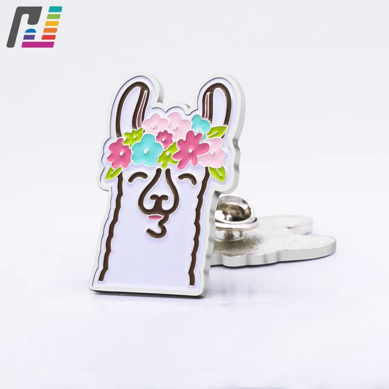Пользовательские оптовая милый цветок улыбка мягкая эмаль Pin цветочный Альпака