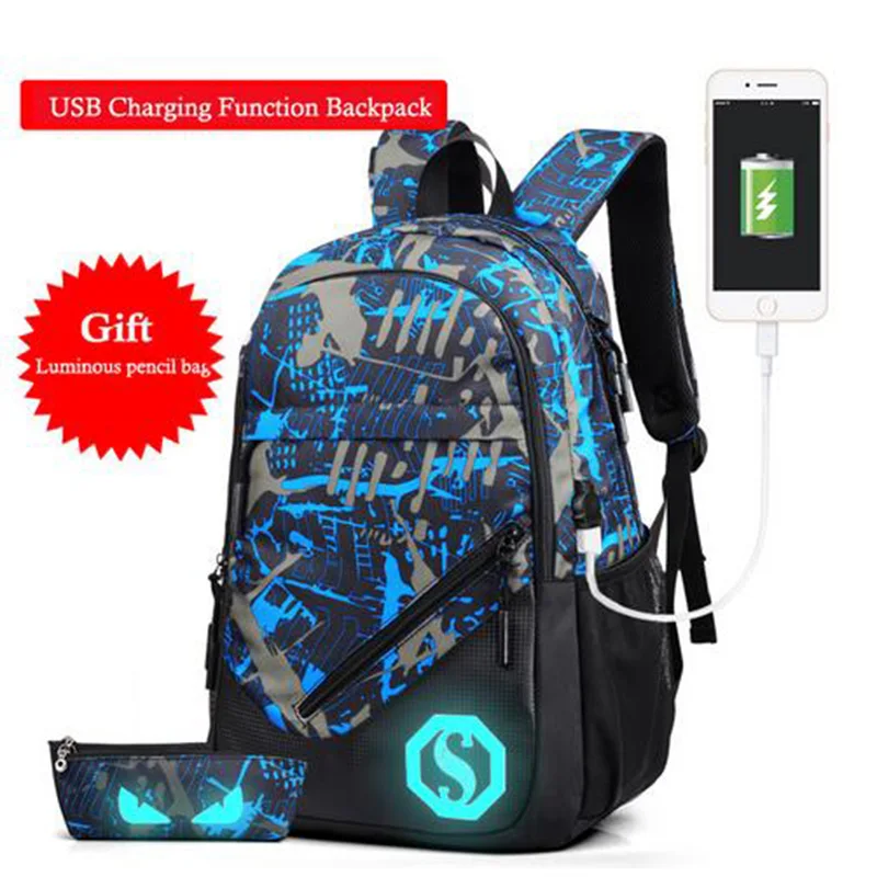 Senkey СТИЛЬ Для Мужчин's рюкзаки зарядка через USB световой дизайнерский рюкзак для