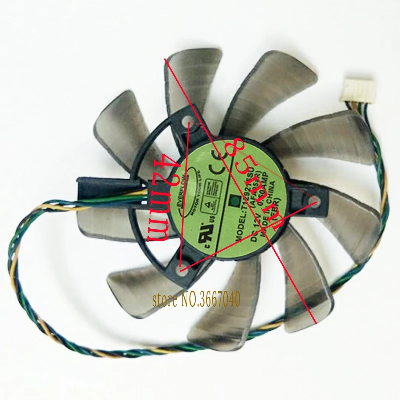 85 мм T129215SU VGA GPU охлаждающий вентилятор видеокарта для ASUS GTX 670 760 970 R9 280 290 280X 290X 1060 PWM