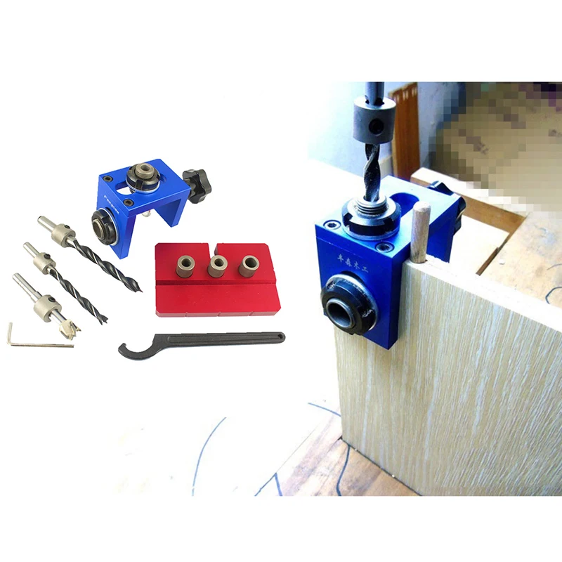 

Woodworking Drilling Locator Guide Wood Dowel Hole Drilling Guide Jig Pocket Hole Jig Kit Carpentry Positioner Tool