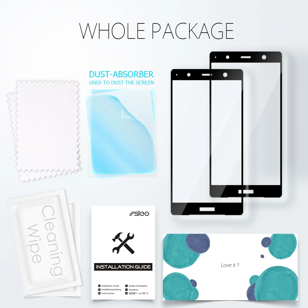 SLEO 2Pcs Full Cover Tempered Glass For Sony Xperia XZ2 Screen Protector Coverage Protective Film | Мобильные телефоны и
