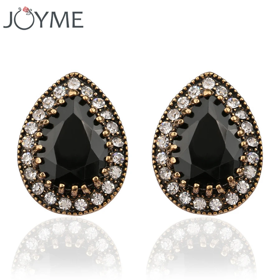 Женские винтажные серьги-гвоздики Joyme черные серьги из зеленой смолы с