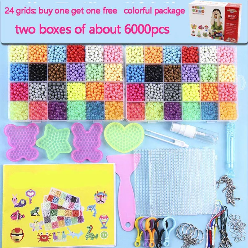 6000pcs (color box) Головоломка, многоцветная, сделай сам, спрей для воды, волшебные шарики, кольцо, заправка, игрушки для детей, развивающий набор, шарики для игры в мяч, бусины, Juguetes - Цвет: 6000pcs (color box)