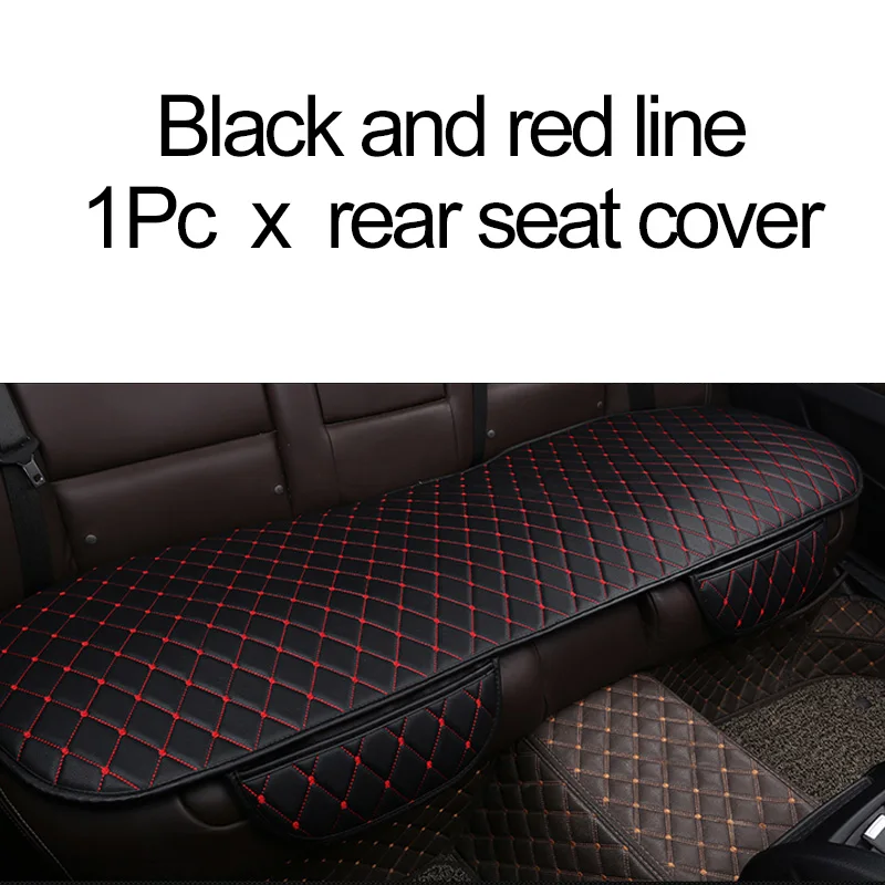 1Pc Rear Red Line Автомобильные аксессуары, полиуретановые чехлы для автомобильных сидений, набор универсальных чехлов для автомобильных сидений из искусственной кожи, автомобильные чехлы для стульев, Защитные подушки для передних и задних сидений - Название цвета: 1Pc Rear Red Line