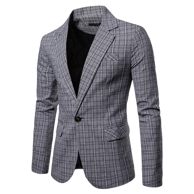 YUNCLOS New Slim Fit Business Men Suit Blazer Classic Plaid Print Jacket High Quality Casual Male Prom Blazers | Мужская одежда