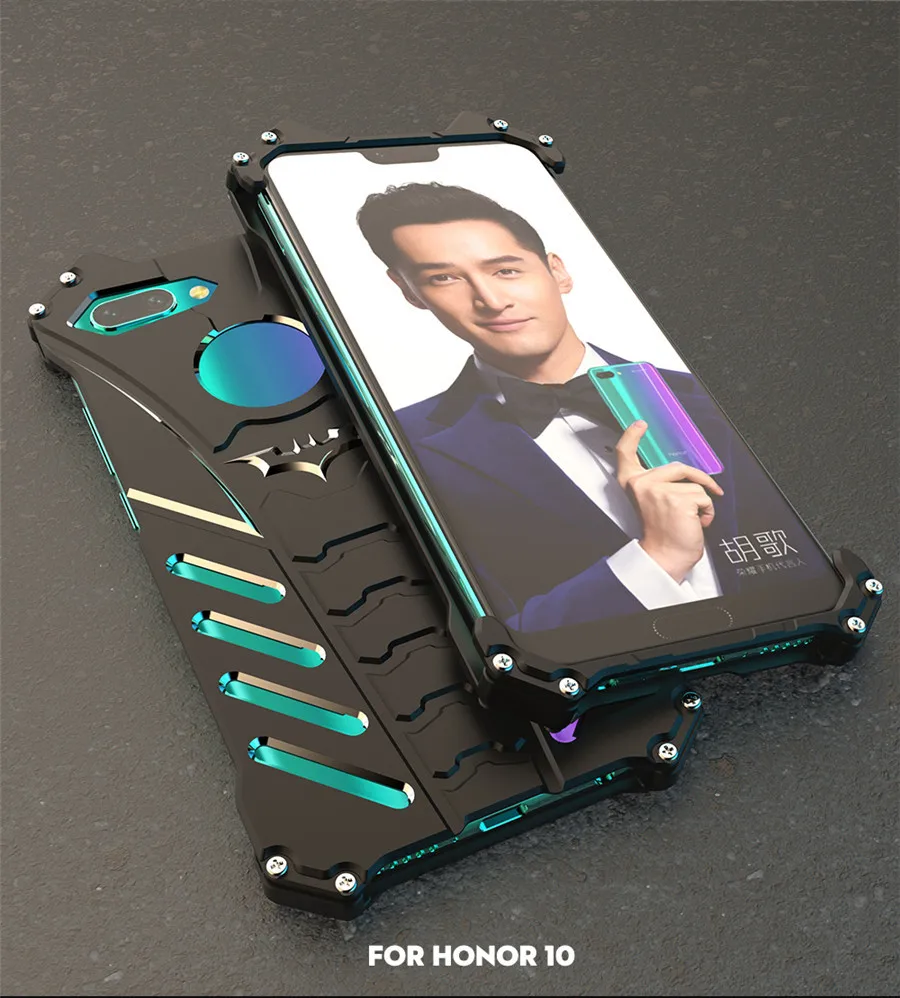 Классный чехол из сплава для huawei Honor 10, металлический защитный чехол для Honor-10, защитный чехол 5,8" R-JUST, бампер с Бэтменом, подставка