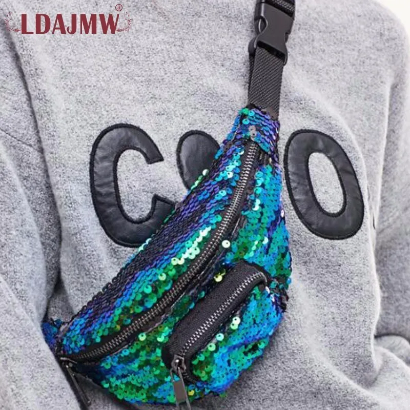 LDAJMW Colorful Sequins Waist Bag Women Men Belt Women's Purse Cell Phone Pocket Fanny Pack Crossbody|mens belt bags|waist bagfanny pack |