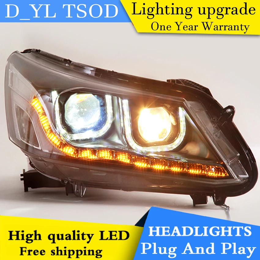 

Car Styling LED Head Lamp for Honda Accord headlights 2014-2015 Accord led headlight led drl H7 hid Q5 Bi-Xenon Lens low beam