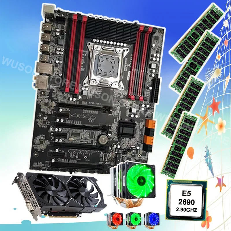 Потрясающая материнская плата Runing ATX X79 RAM 4*16G 1600 RECC CPU Xeon 2690 C2 2 9 GHz с кулером