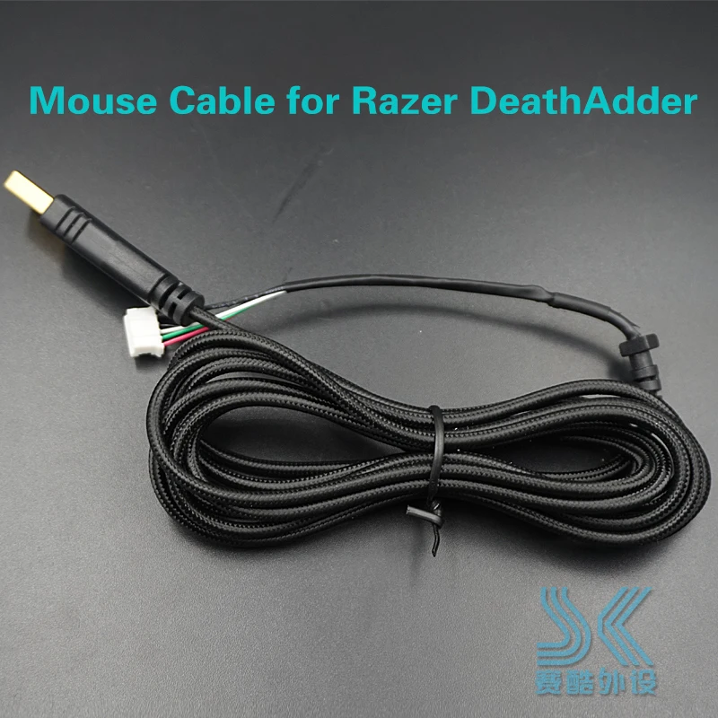 Нейлоновый кабель для мыши razer deathadder2013 1800 3500DPI Essential White Edition позолоченный usb разъем