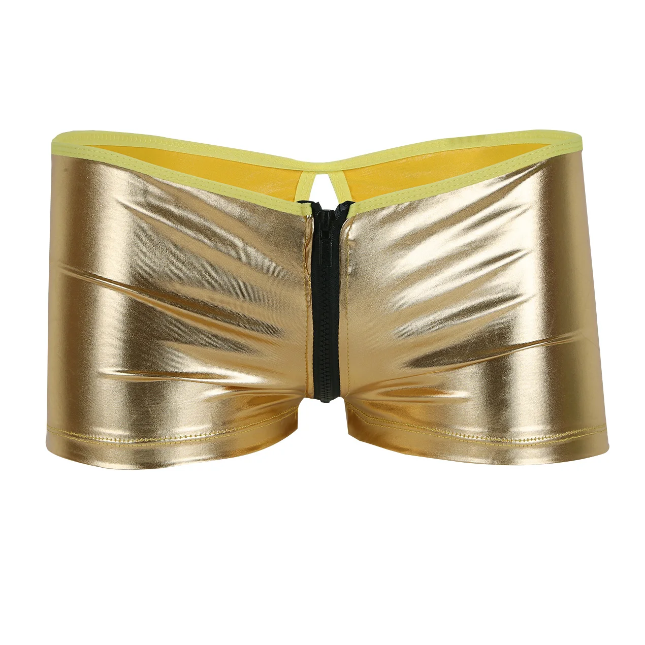 Gold Sissy Мужское нижнее белье, сексуальные трусики, лакированная кожа, на молнии, нижнее белье, боксеры, Экзотические трусы, трусы для нижнего белья, ночное или самостоятельное удовольствие - Цвет: Gold
