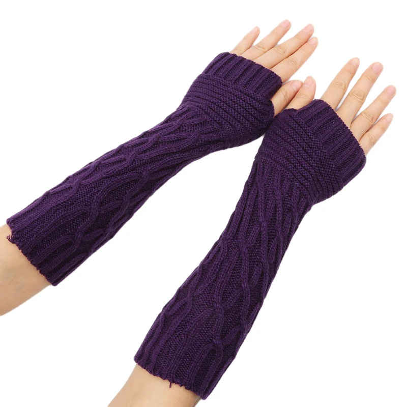

1 Pair Fashion Autumn Winter Spring Warm Women Ladies Girl Solid Gloves Arm Warmer Long Fingerless Knitting Wool Mittens