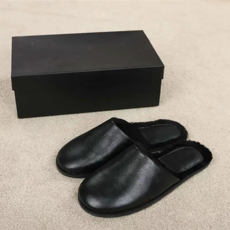 Удобные Черные Мягкие Кожаные Женщин Slipppers Круглым Носком Дом Обуви Женщина Зима