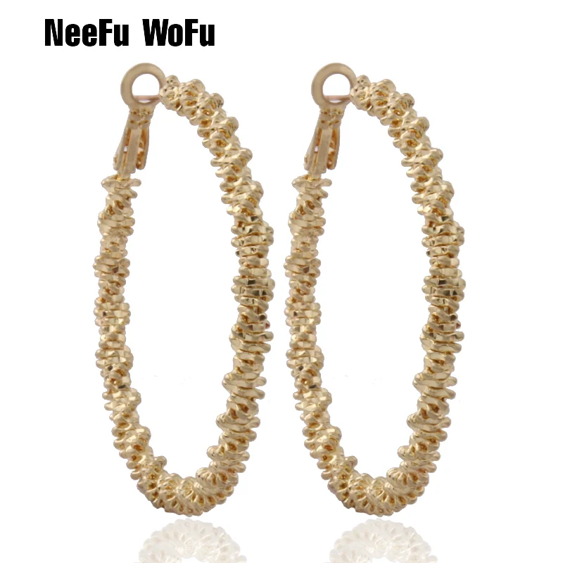 Женские медные сережки NeeFu WoFu брендовые из металла большие серьги Brinco Orecchino di marca