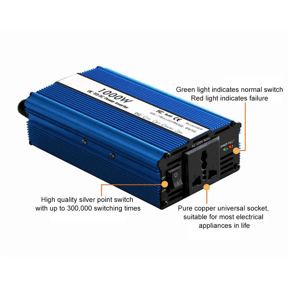 1000W Car Inverter DC 12V 24V to AC 220V Portable Modified Sine Wave Power Adapter Charger Voltage Converter | Автомобили и