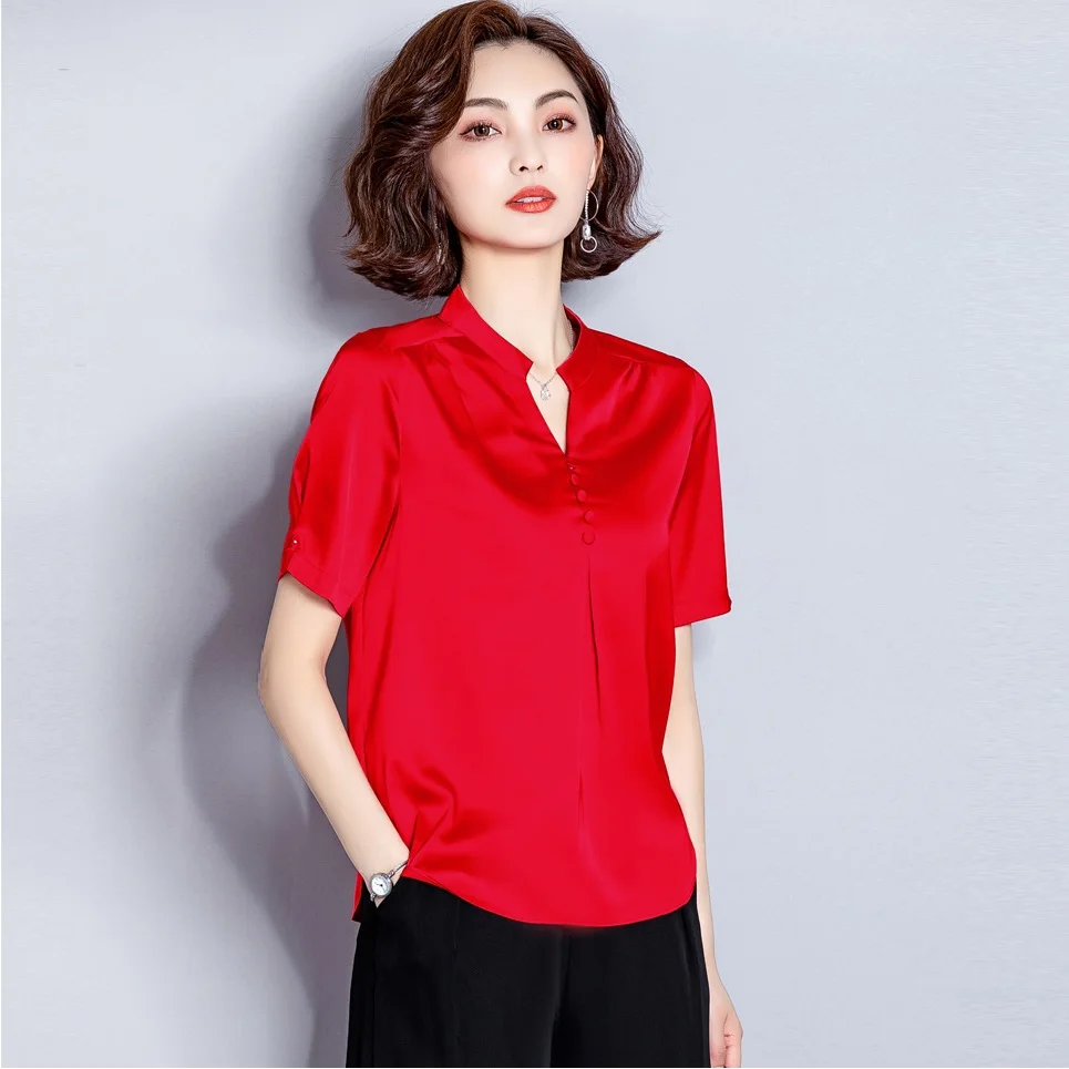 Summer Women Shirts Female Ladies New Short-sleeved Plus Size high-elastic Blouse Plain Candy Color Blusas Korean Femininas 4XL |