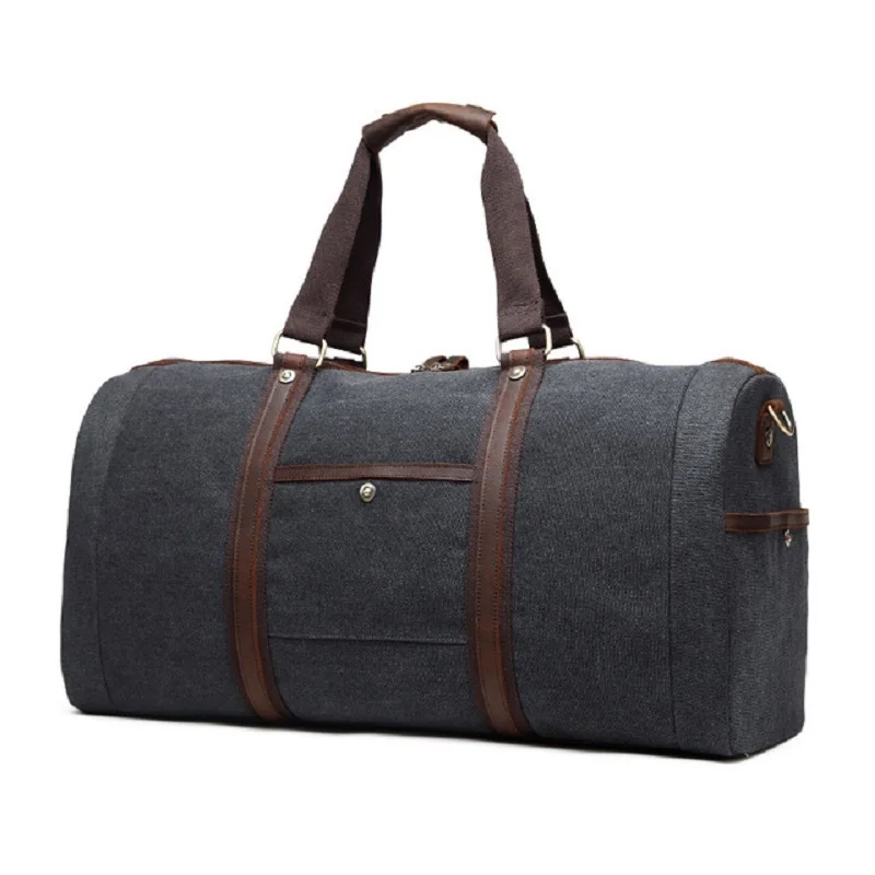 M254 New Canvas Leather Men Travel Bags Carry on Luggage Duffel Handbag Tote Large Weekend Bag Overnight | Багаж и сумки