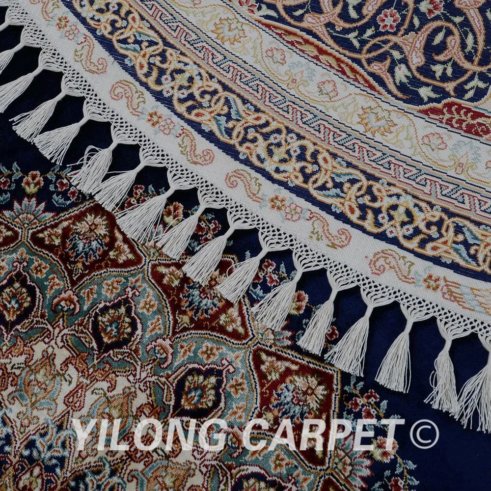 Yilong 9 1 'x9. 1' турецкий Шелковый ковер медальон голубой изысканная Восточная