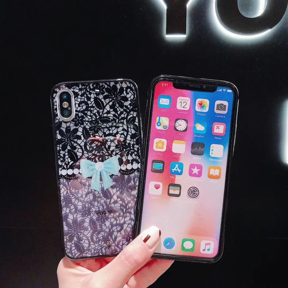 Zxtrby For iPhone X XS Max Case Vintage lace Phone 5 5s se 6 6s 7 8 Plus Soft TPU Summer style Cover Coque |