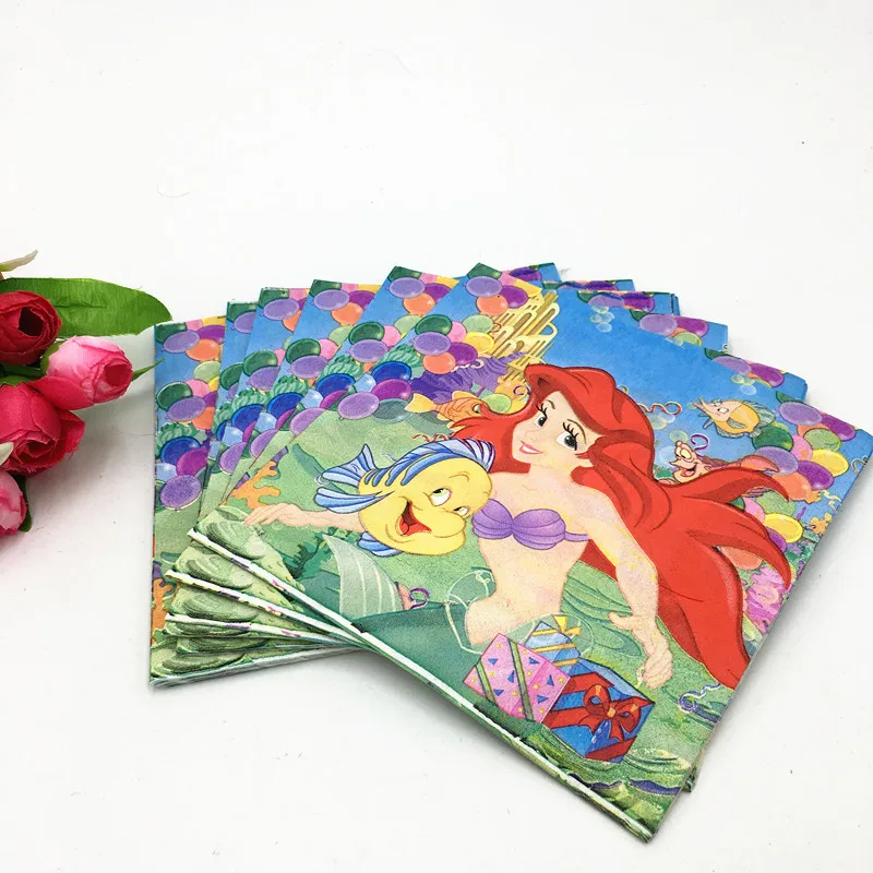 20 шт./лот Детские вечерние салфетки русалки для дня рождения одноразовые