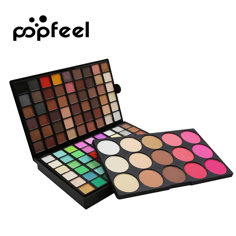 Popfeel бренд 123 Цвета Тени для век + румяна порошок макияж набор Водонепроницаемый