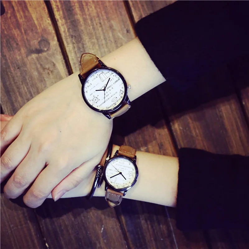 Студенческие модные трендовые часы с математическим циферблатом для влюбленных