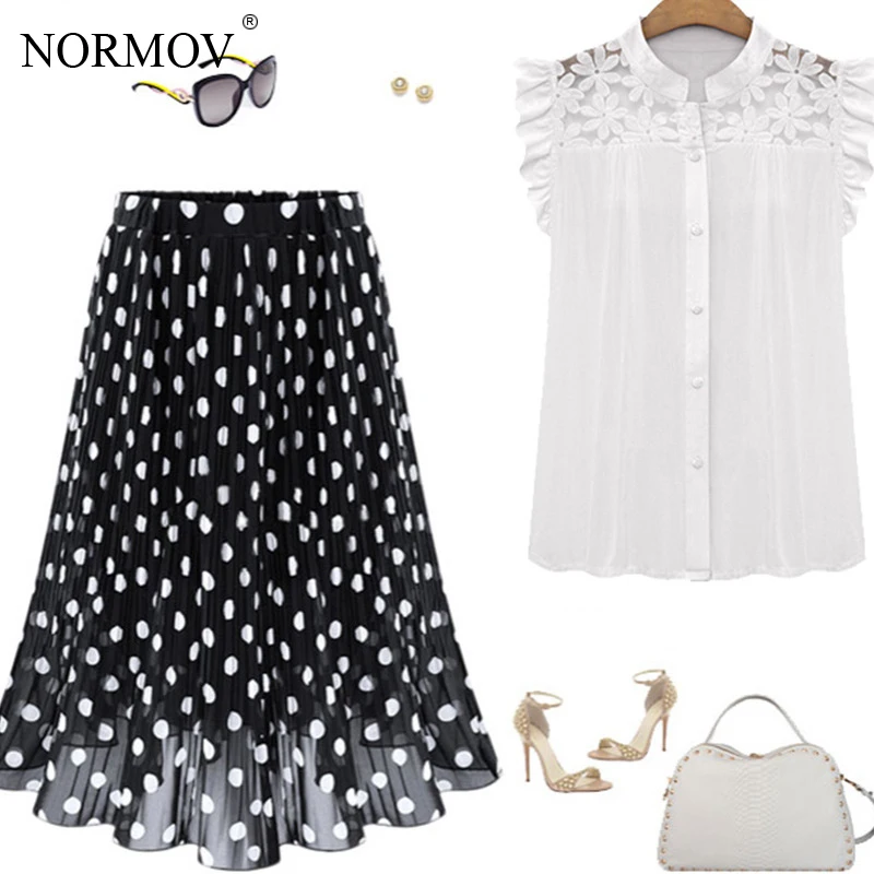 Женская длинная шифоновая юбка NORMOV черная и белая из фатина большие размеры L- 5xl