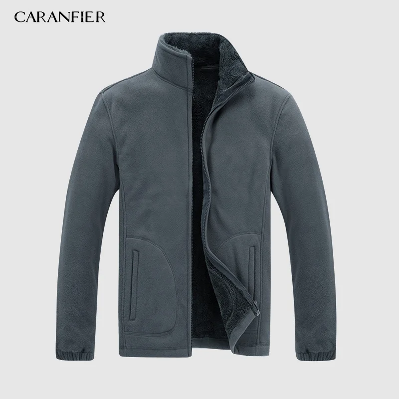 Мужские флисовые куртки CARANFIER уличные спортивные теплые пальто с воротником