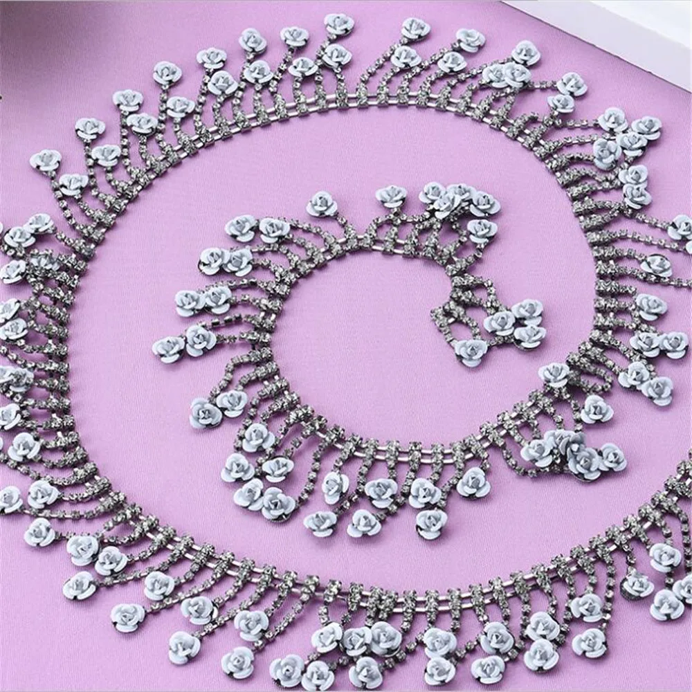 1 ярд/Лот Симпатичные Пришивные Цветы Кристалл Стразы s цепи Новые DIY Bling свадебное