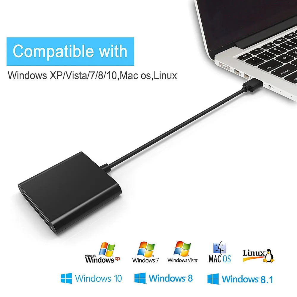 Алюминий USB 3 0 Портативный Card Reader 3-слот флэш чтения карт памяти CF/SD/TF Micro SD/MD/MMC/SDHC/SDXC