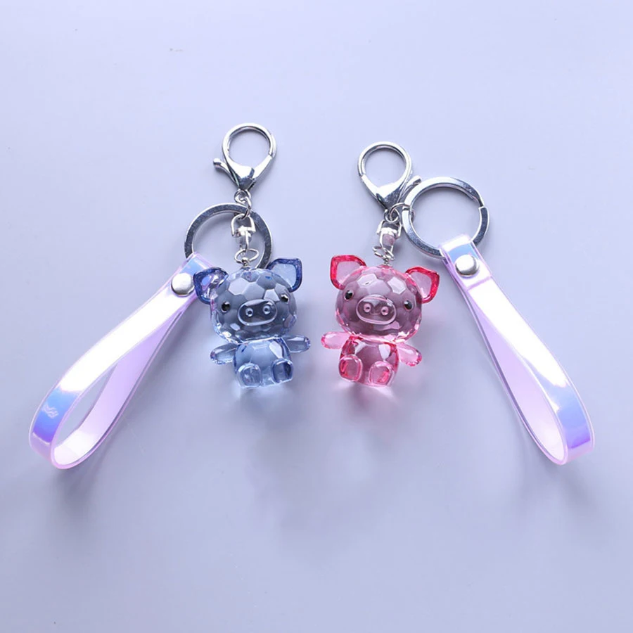 Парные Мультяшные акриловые красочные брелки из искусственной кожи Веревка