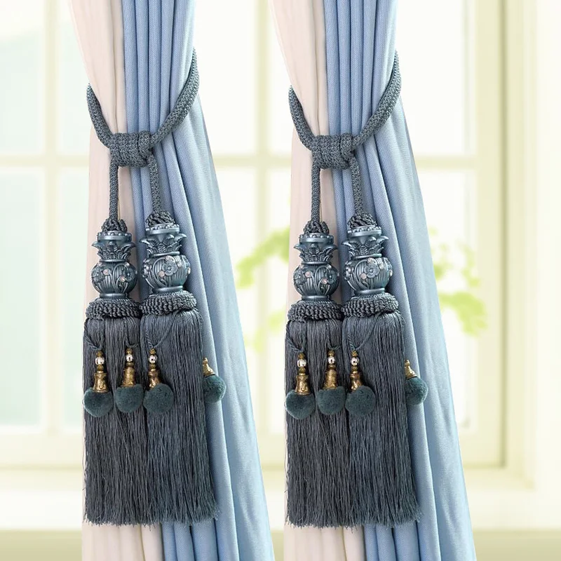 

Curtain Rope European double ball curtain buckle strap hanging ball hook Tassels Tie Backs Curtain Accessories home Decoration