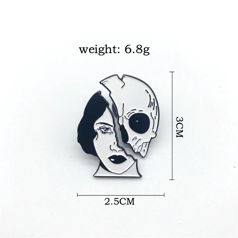 2 шт./компл. Dead Lovers Woman Skeleton Face эмалевые булавки на заказ череп мешочек для брошек