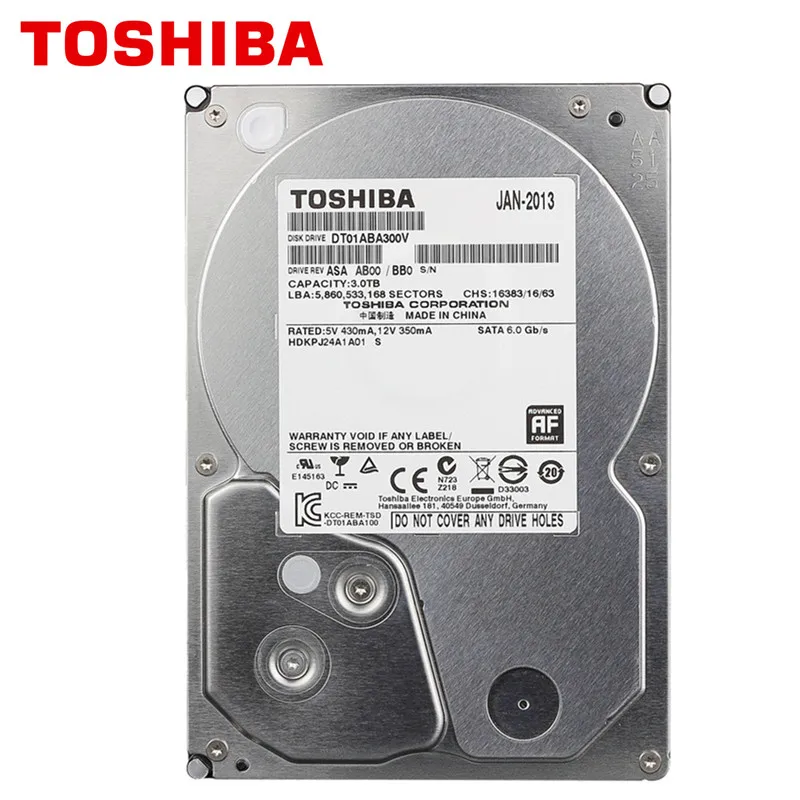 TOSHIBA 3 ТБ монитор наблюдения жесткий диск Hisk HDD DVR NVR CCTV 3000GB HD Внутренний SATA III 6