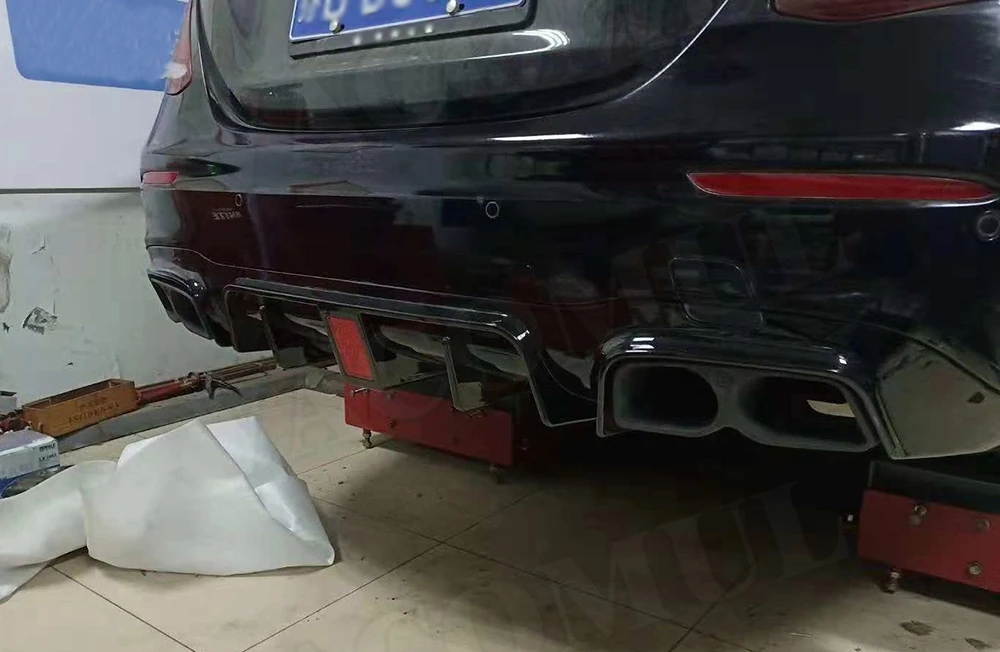 E класс ABS задний бампер для губ Диффузор со стальными наконечники глушителя для Benz W213 E200 E300 E63 AMG