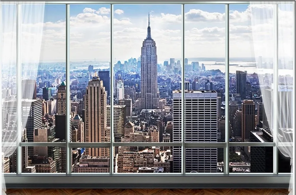 Custom 3d photo wall murals Wallpaper European 3D window high-rise building TV background paper living room decoration | Обустройство
