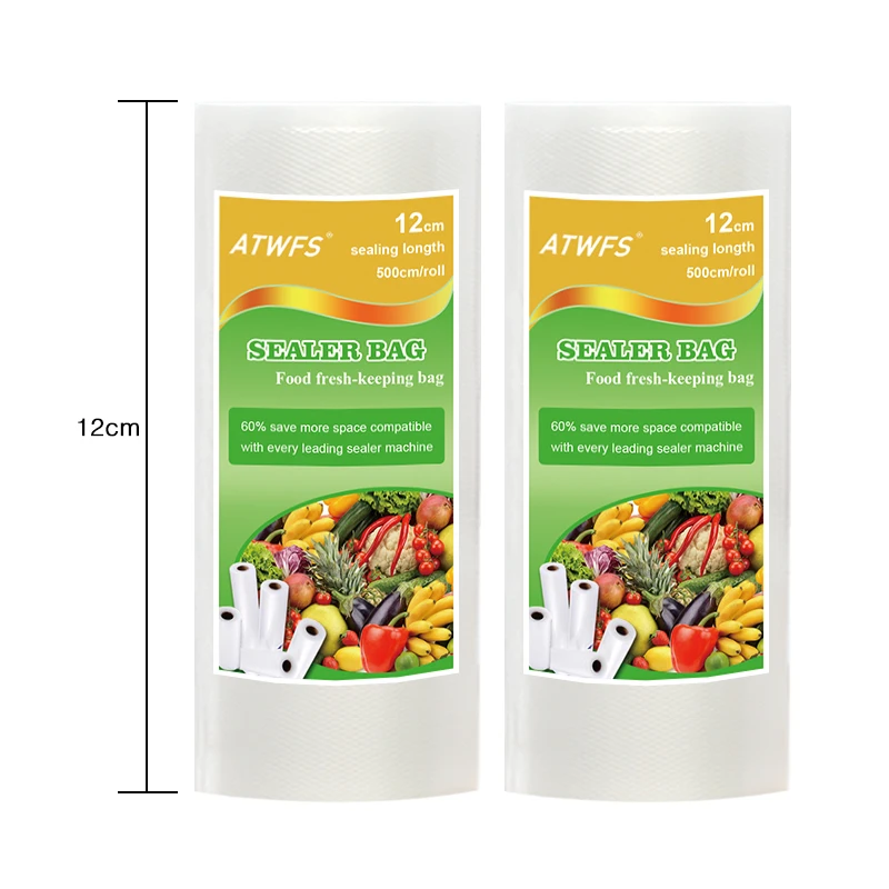 ATWFS1PCS 12 см x 500 см/рулонные вакуумные пакеты для хранения пищевых продуктов, вакуумная упаковка, пакеты для вакуумного упаковщика