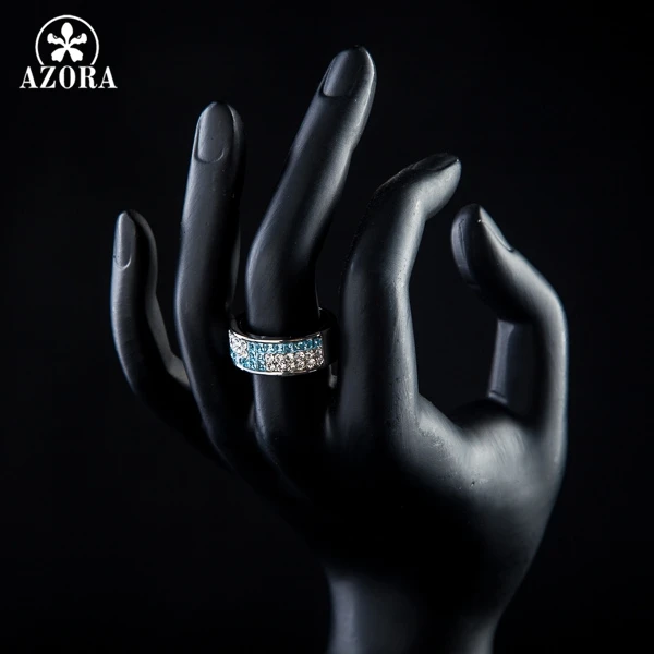 Голубое и прозрачное кольцо Stellux из австрийского хрусталя AZORA TR0083|austrian crystal