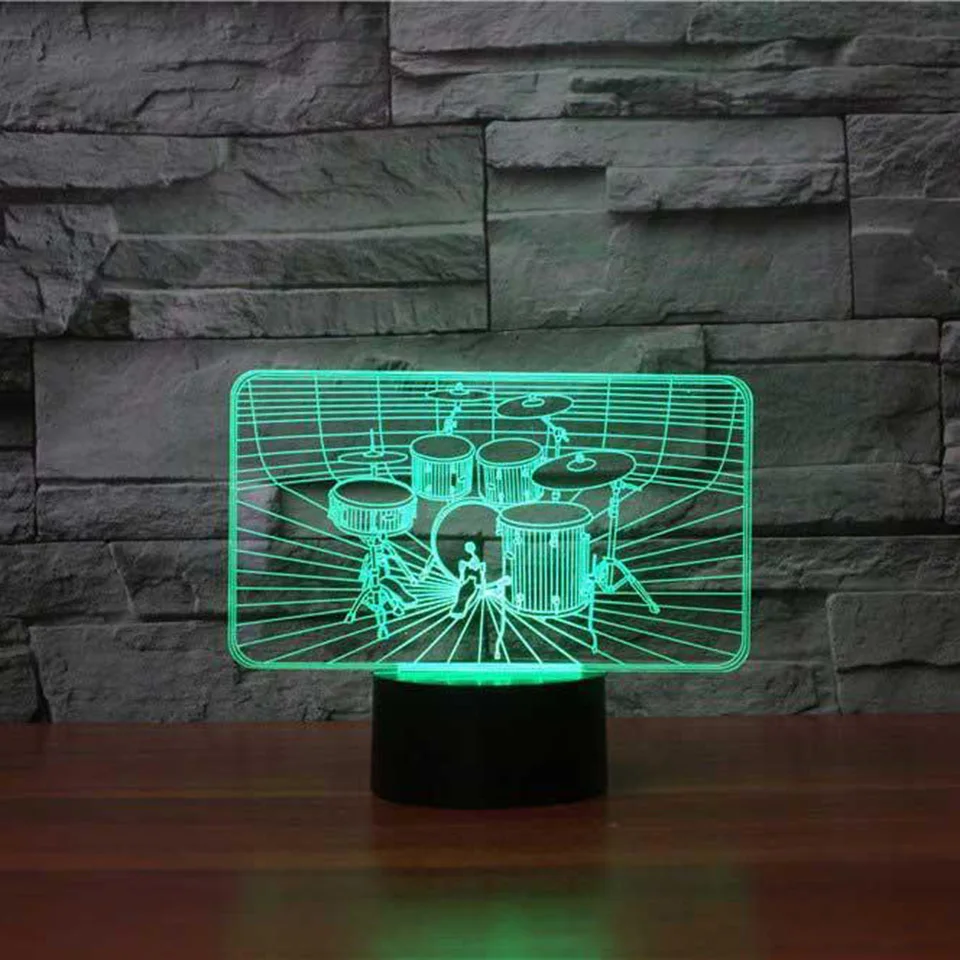 Набор с барабаном 7 цветов светодиодный ночсветильник 3D сенсорным управлением