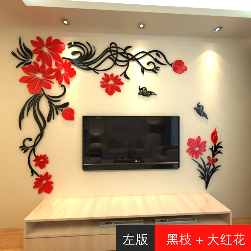

3d Wall Stickers Home Decor Big Rose Tree Crystal Wall Sticker Modern Design Dit Removable Flowers Home Decorations Accessories