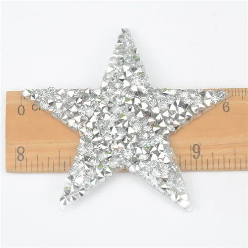 6cm silver 25 шт./лот, стразы для горячей фиксации, Звездный дизайн, стразы с кристаллами, нашивки для одежды, блестящие - Цвет: 6cm silver