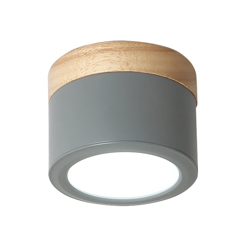 BOTIMI-luces con pantalla de Metal para pasillo, lámpara de techo de madera redonda, iluminación montada en superficie gris, nórdica, 220V