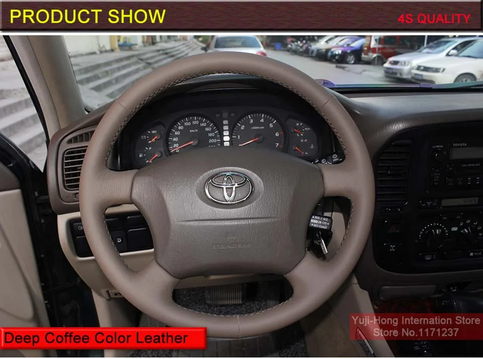 Yuji-Hong Чехлы рулевого колеса автомобиля чехол для Toyota Prado 2004-2006 Land Cruiser 2006 LC120 сшитый вручную верхний слой из коровьей кожи
