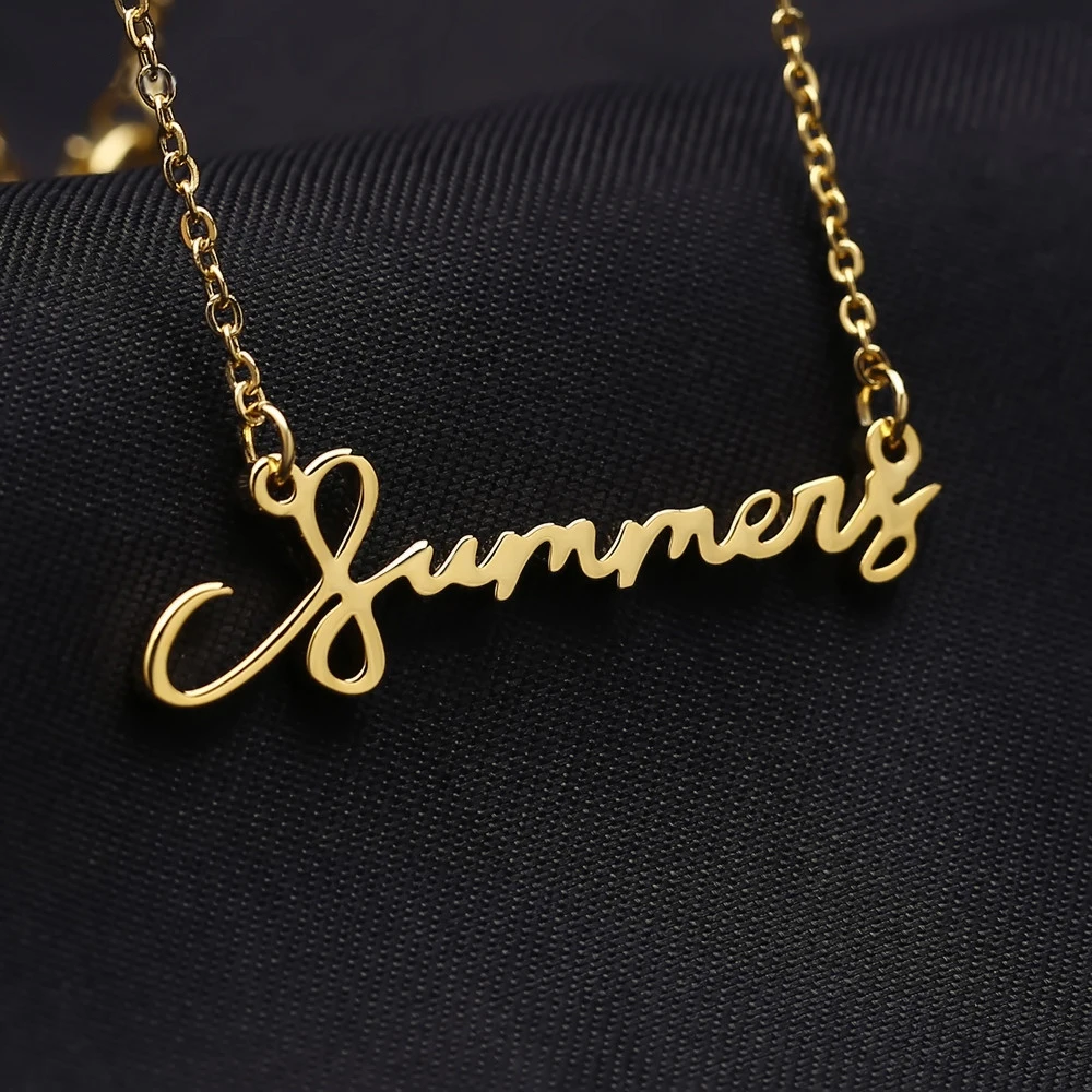 Personalized Nameplate Necklaces Custom Name Necklace Pendants Cursive Handwriting Stainless Steel Chain For Women Couple Gift | Украшения
